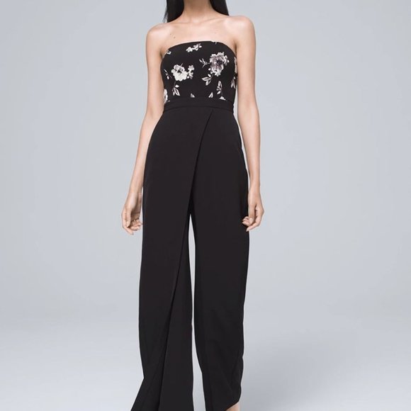 White House Black Market Pants - WHBM - Sz0 Floral Bodice/Black Split-Leg Jumpsuit